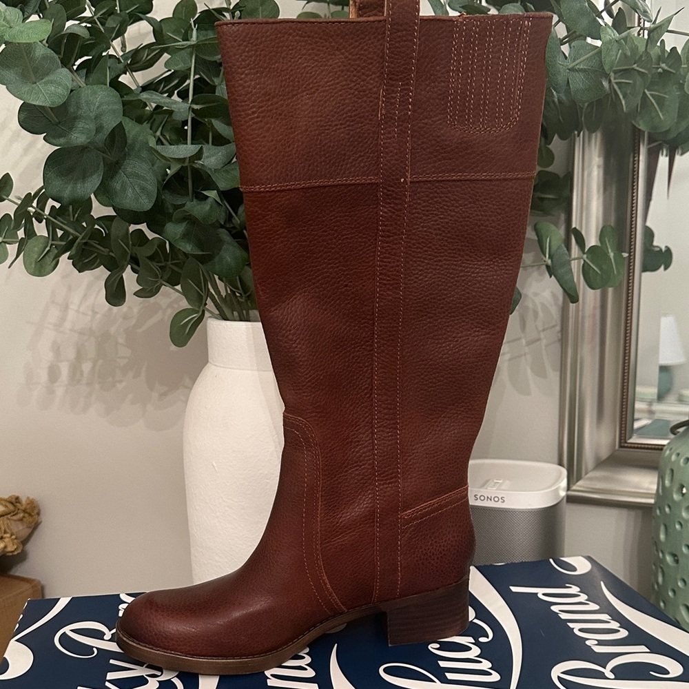 Lucky Brand Brown Leather Knee-High Boots (Wide Calf)